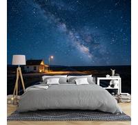 Carta da parati autoadesiva rimovibile con autostrada del deserto con piccola casa sotto la Via Lattea cielo notturno rimovibile autoadesivo Peel and Stick carta da parati per camera da letto
