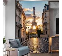 Carta da parati autoadesiva, rimovibile, motivo ciottoli di Parigi, con Torre Eiffel ed edifici storici, per soggiorno, camera da letto, negozio, ufficio, bambini