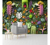 Carta da parati autoadesiva rimovibile, motivo floreale tropicale con Monstera e uccello del paradiso, per soggiorno, camera da letto, negozio, ufficio, bambini