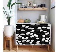 Carta da Parati Autoadesivo Stile Semplice Impermeabile Con Supporto Adesivo Nero Bianco Pietra Adesiva per Muro Soggiorno Bagno Camera Decorativi Carta Adesiva Mobili 45X200CM