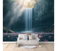 Carta da Parati Autunno tessuto non tessuto Murale alla carta da parati fotografica, per Soggiorno Camera Camera dei Bambini Decorazione Cascata Della Luce Del Sole Nella Foresta 400 x 280 cm