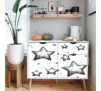 carta da parati bambini 44 X500Lcm Motivo A Stella A Cinque Punte In Bianco E Nero carta da parati cucina Rivestimento impermeabile per spazi umidi, facile da pulire e durevole nel tempo Z261289