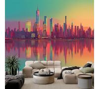 Carta da parati Bellissimo skyline della città 350x256 cm Murale Carta da parati Stampa 3D Moderna, Fotomurale Decora per Camera Letto, Soggiorno, Stanza Bambini