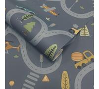 Carta Da Parati Blu Denim Holden 14083 Design Traffico Cittadino Per Bambini