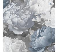 Muriva Doretta Carta da Parati Floreale Peonie Fiori Trama Vinile Blu 213302