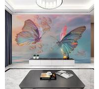 Carta da Parati Bolla Farfalla Verde Carta da Parati Bambini Camera da Letto Soggiorno Cucina TV Sfondo Tessuto di Seta Decorazione Senza Colla Facile da Installare 150x117.5cm