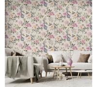 Carta Da Parati Botany The Bird 14190 Beige Rosa Verde Blu Floreale Per Parete
