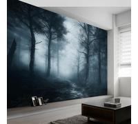 Carta Da Parati Buio Foresta Nebbia Nero Grigio 400 X 280 Cm(Wxh) Wallpaper Carta Da Parati Murale 3D,Fotomurali Moderni Per Soggiorno E Camera Da Letto,Decorazione Murale Con 3D