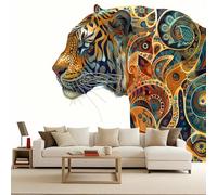 carta da parati camera da letto 200x140cm Leopardo carta da parati tessuto non tessuto Fantasia Misteriosa Poster Gigante da Parete Fotomurali Moderni 3D Effetto Ottico Illusione Ottica da Muro
