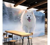 carta da parati camera da letto 250x420cm Cane Bianco carta da parati tessuto non tessuto Decorazione 3D su tela pittorica, senza interruzioni, per la parete principale della casa EB24-4101