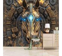 carta da parati camera da letto 250x420cm Cavallo Meccanico carta da parati tessuto non tessuto Decorazione 3D su tela pittorica, senza interruzioni, per la parete principale della casa EB24-6042