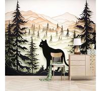 carta da parati camera da letto 250x420cm Gatto Della Foresta carta da parati tessuto non tessuto Decorazione 3D su tela pittorica, senza interruzioni, per la parete principale della casa EB24-7400
