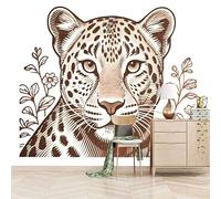 carta da parati camera da letto 250x420cm Linea Semplice Leopardo carta da parati tessuto non tessuto Decorazione 3D su tela pittorica, senza interruzioni, per la parete principale della casa EB24-964