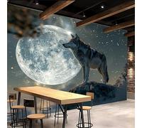 carta da parati camera da letto 250x420cm Lupo Della Luna carta da parati tessuto non tessuto Decorazione 3D su tela pittorica, senza interruzioni, per la parete principale della casa EB24-9158