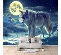 carta da parati camera da letto 250x420cm Lupo Della Luna carta da parati tessuto non tessuto Decorazione 3D su tela pittorica, senza interruzioni, per la parete principale della casa EB24-9299