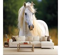 carta da parati camera da letto 300x210cm Cavallo Bianco carta da parati cameretta bambina Serie Romantica 3D Effetto Ottico Illusione Ottica da Muro Arte da Parete Decorativa Fotomurali Moderni