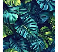 Carta da Parati Camera da Letto 3D Modello Tropicale Blu Verde Foglie Resistente e Impermeabile Facile da Pulire Per Il Soggiorno L'Ufficio Sala Giochi Carta Parati Adesiva Muro 44 cm X 1000 cm