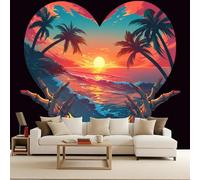carta da parati camera da letto 450x315cm Tramonto Sulla Spiaggia, Palme Da Cocco carta da parati fiori Morte Eterna Sala Giochi per Bambini Ufficio Creativo Wall Design Ristorante e