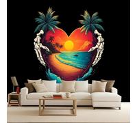 carta da parati camera da letto 450x315cm Tramonto Sulla Spiaggia, Palme Da Cocco carta da parati fiori Morte Eterna Sala Giochi per Bambini Ufficio Creativo Wall Design Ristorante e