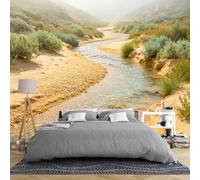 Carta Da Parati Camera Da Letto Carta Da Parati Murale Con Paesaggio Fluviale Nel Deserto Per Camera Da Letto 400×280 Cm Oasi Panoramica 3D Decorazione Murale Con Scenario Naturale Grande Murale In