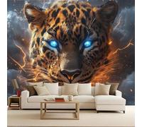 Carta da Parati Camera da Letto Cielo Fulmine Animali Leopardo Fotografica 3D 350x256 cm Fotomurali Non Tessuto Opaco Murales Per Soggiorno Ufficio Camera Ragazzi Muro di Sfondo Decor da Parete