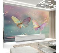 Carta da Parati Camera da Letto Farfalla Gialla Rosa Carta da Parati Bambini Adulto Tissu Removable Senza Colla Facile da Installare Decorazione Murale per Soggiorno Ufficio 400x240cm