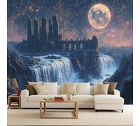 Carta da Parati Camera da Letto Rétro Galassie Château Cascade Fotografica 3D 450x315 cm Fotomurali Non Tessuto Opaco Murales Per Soggiorno Ufficio Camera Ragazzi Muro di Sfondo Decor da Parete