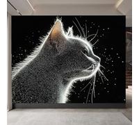 carta da parati cameretta 250x180cm Gatto Bianco A Punta Di Stella carta da parati Arte murale moderna su tela pittorica, senza cuciture, perfetta per open space EB24-6496