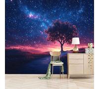 carta da parati cameretta 250x370cm Bellissimo Albero Nel Cielo Notturno carta da parati floreale Stampa 3D su tela effetto olio senza interruzioni, per salotto o stanza degli ospiti EB24-7102