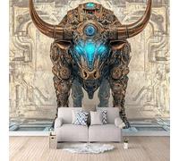 carta da parati cameretta 250x370cm Toro Meccanico carta da parati floreale Stampa 3D su tela effetto olio senza interruzioni, per salotto o stanza degli ospiti EB24-6027