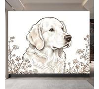 carta da parati cameretta 250x420cm Cane Dalla Linea Semplice carta da parati soggiorno Composizione murale senza wallpaper, su tela senza giunture, per loft o studio EB24-950