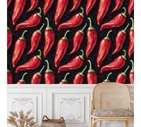 carta da parati cameretta 44 X1000Lcm Peperoncini Rossi carta da parati effetto marmo Decorazione resistente all’umidità per spazi umidi come bagni o lavanderie Z261576
