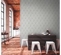 Livingwalls Carta da parati Geometrica Ava – New York Stories 10,05x0,53 m Grigio/Metallico/Bianco