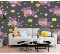 Carta da Parati Carina Mucca Marrone Carta da Parati Bambini Camera da Letto Adulto Soggiorno Cucina TV Sfondo Tessuto di Seta Decorazione Senza Colla 150x117.5cm