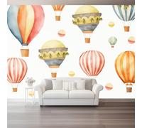 Carta Da Parati Cartone Animato Mongolfiera Palline Colorate Rosa Giallo 3D Fotomurale - Design Moderno In Tessuto Non Tessuto Per Soggiorno, Camera Da Letto, Cucina, - Murale 200 X 140 Cm