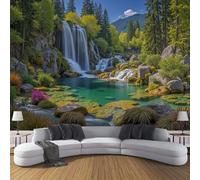 Carta da Parati Cascata Del Paesaggio Naturale 150x105cm - Fotomurali in Seta Parco Nazionale Decorazione da Muro XXL Poster Gigante Design per Per Soggiorno Tv Sfondo Muro Decorazioni, Erba Verde