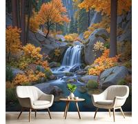 Carta Da Parati Cascata Nella Giungla 3D 450X315Cmcolori Misti Tessuto Di Seta Murale Alla Decorazione Da Muro Gigante Design Carta Per Pareti Alberi Autunnali Aspetto Concreto Natura