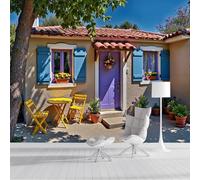 Carta Da Parati Case In Pietra Colorate Giardini 300x210cm Fotomurali in Seta Murale Alla Moda Decorazione Da Muro Xxl Poster Gigante Design Carta per Pareti Panorama Architettura Rurale Francese