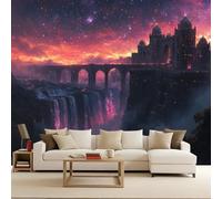 Carta da Parati Château Cascade Rétro Galassia Fotografica 3D Fotomurali Non Tessuto Opaco Murales Per Camera da Letto Soggiorno Ufficio Camera Ragazzi Muro di Sfondo Decor da Parete 250x175 cm