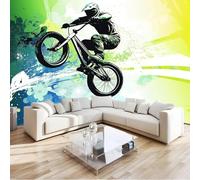 Carta da Parati Ciclismo 200x140 cm Fotomurale da Parete Sport Estremi Tessuto di Seta Carta Parati 3D Adesiva Muro Decorazione per Camera da Letto Soggiorno A-4714