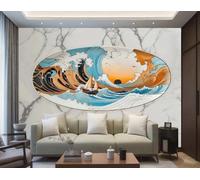 Carta Da Parati Cielo Blu Cavalcando Il Vento E Le Onde Arte Piastra Appesa Marmo Pittura TV Divano Sfondo Muro Camera Da Letto Soggiorno Studio Murale,3D,150x105 Cm