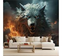 Carta da Parati Cielo Fulmine Astratto Animali Lupo Fotografica 3D Fotomurali Non Tessuto Opaco Murales Per Camera da Letto Soggiorno Ufficio Camera Ragazzi Muro di Sfondo Decor da Parete 450x315 cm