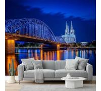 Carta Da Parati Città Vista Notturna Del Ponte Blu 200 X 140 Cm Vello Sfondo Murale Xxl Moderne Decorazione Grande Sfondo Per Tv Soggiorno Camera De Letto Sala Ufficio
