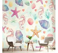 Carta Da Parati Colore Conchiglie E Stelle Marine Effetto 3D 300X210Cm Fotomurale Cucina Murales Xxl Poster Gigante Casa Acquerello Oceano Per Soggiorno Camera Da Letto Corridoio Sala Da Pranzo