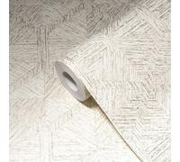 Carta Da Parati Con Design In Legno - Beige, Metallico