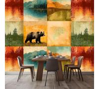 Carta da parati con effetto 3D, immagine murale retrò con animali, foresta, patchwork multicolore, in tessuto non tessuto, per soggiorno, camera da letto, cameretta dei bambini, sfondo TV, parete mode
