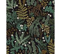 Carta da parati con felce, carta da parati con motivo giungla verde scuro/oro, 44,5 x 1000 cm, carta da parati con foglie botaniche nere, autoadesiva, impermeabile, per soggiorno, scaffale, armadio