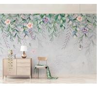 Carta da parati con foglie e fiori di piante ad acquerello, sfondo per parete, soggiorno, camera da letto, caffetteria, murale, 3D, 400x280cm