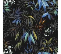 Carta Da Parati Con Foglie Kanata Blu Nero Botanico D'Arredo 2338 Belgravia