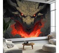 Carta da parati con immagine di anime fantasy fierce drago, colore nero, in tessuto non tessuto, decorazione per camera da letto e soggiorno, 300 x 210 cm, sfondo decorativo per la stanza dei bambini